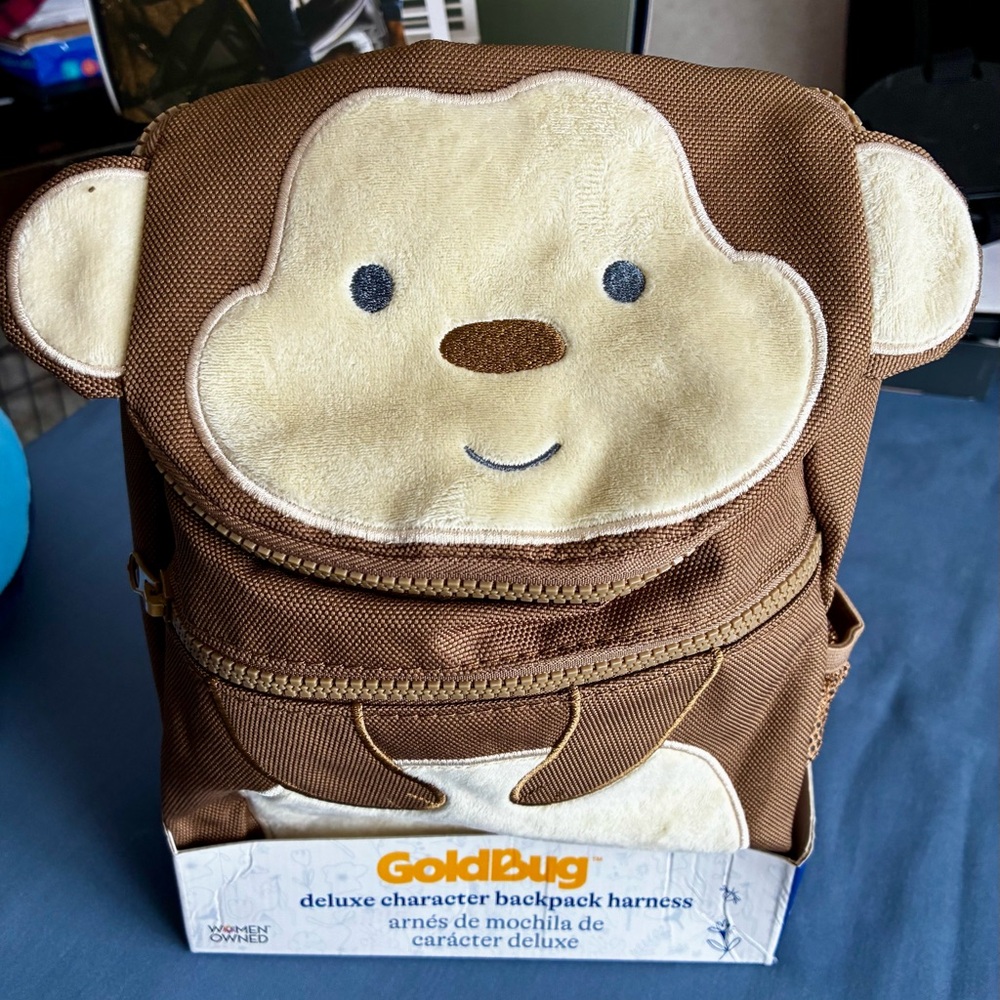 GoldBug Brown Monkey Character Backpack